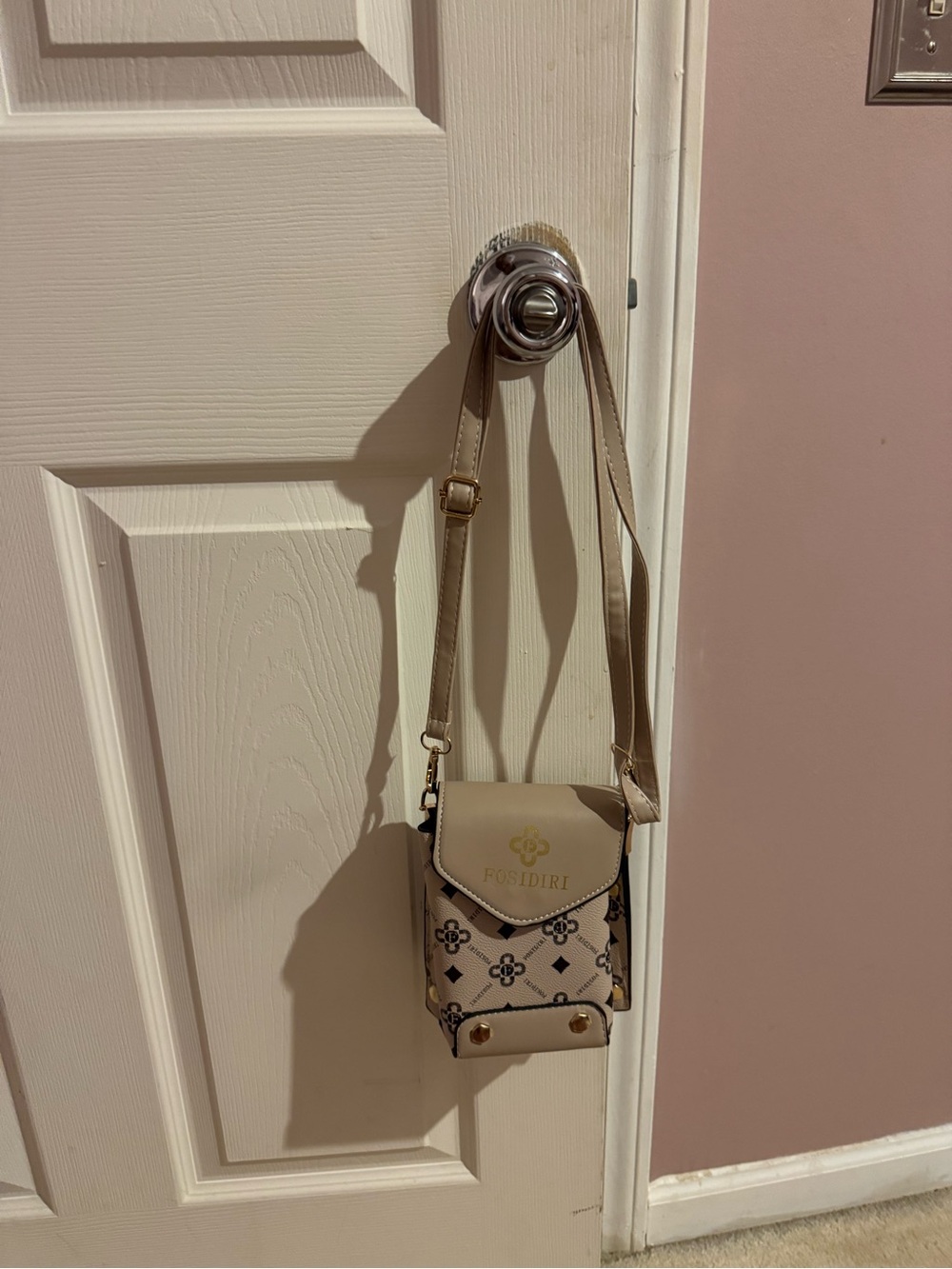 Fosideri Beige Patterned Crossbody Phone Bag